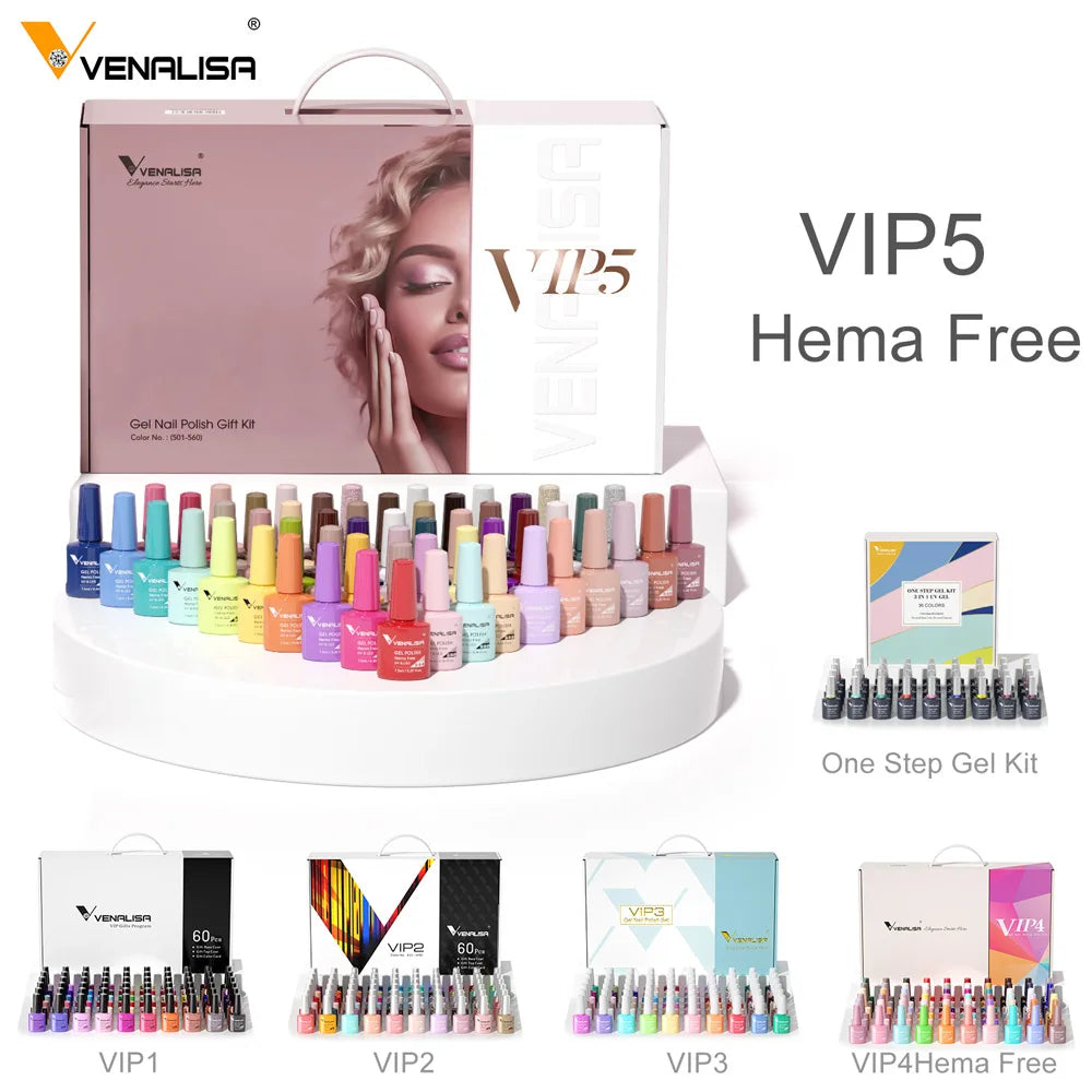 Venalisa Color Gel Nail Polish VIP Kit Full Cover Enamel Glitter Sparkle UV Gel Soak Off 7.5ml