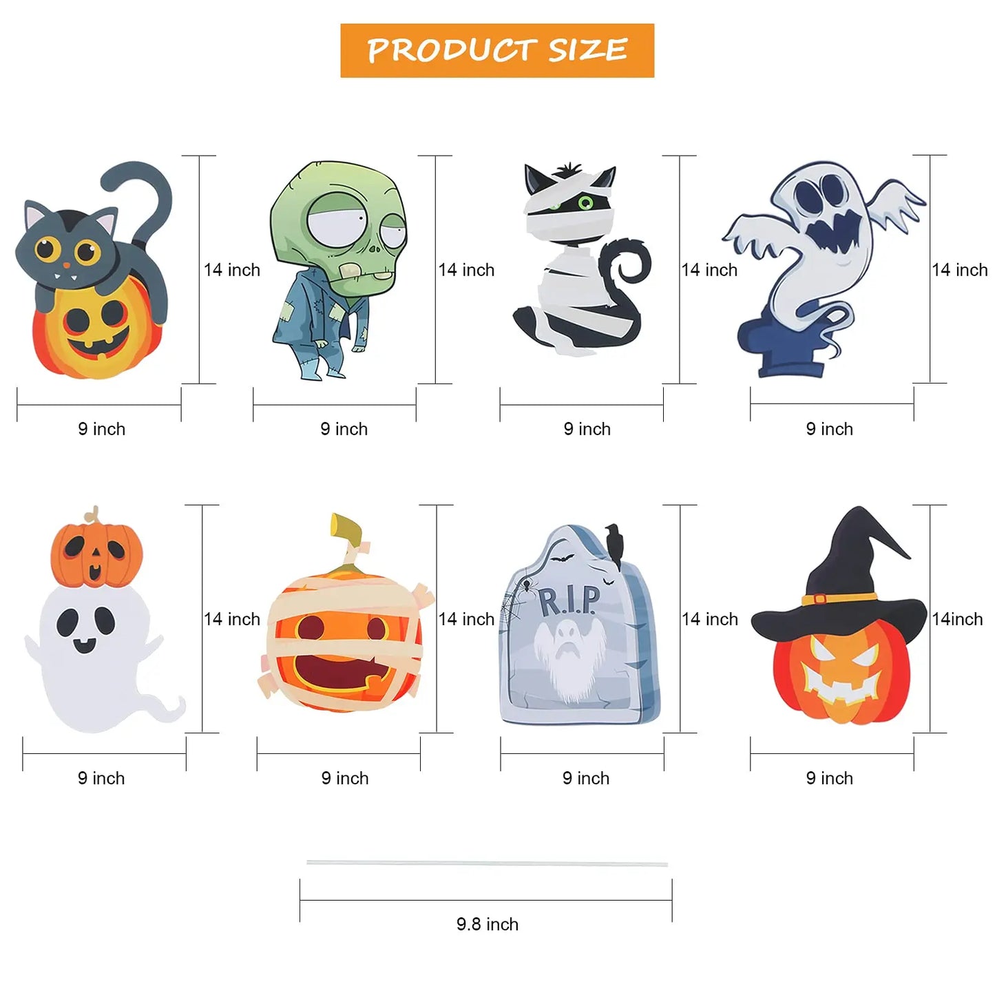 Halloween Yard Signs 8 Pack Pumpkin Skeleton Ghost Decor Outdoor Lawn Garden Stake Decorations