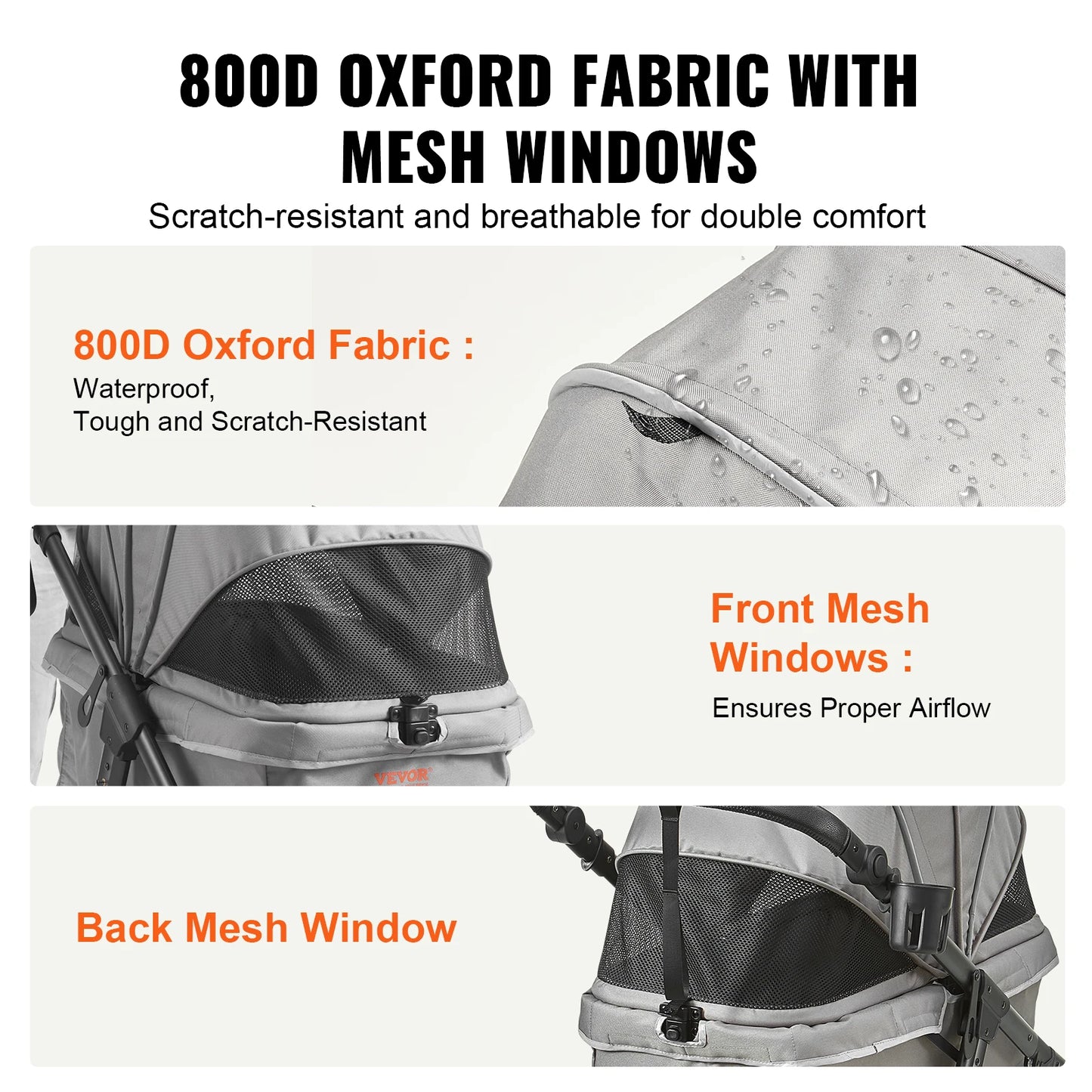 VEVOR Lightweight Pet Stroller Carrier for Dogs and Cats with Cup Holder and Brakes Travel Accessory