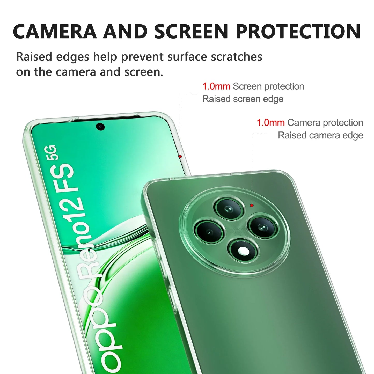 Soft Silicone Clear Phone Case For OPPO Reno 12 F Shockproof Bumper Anti-Fingerprint Cover