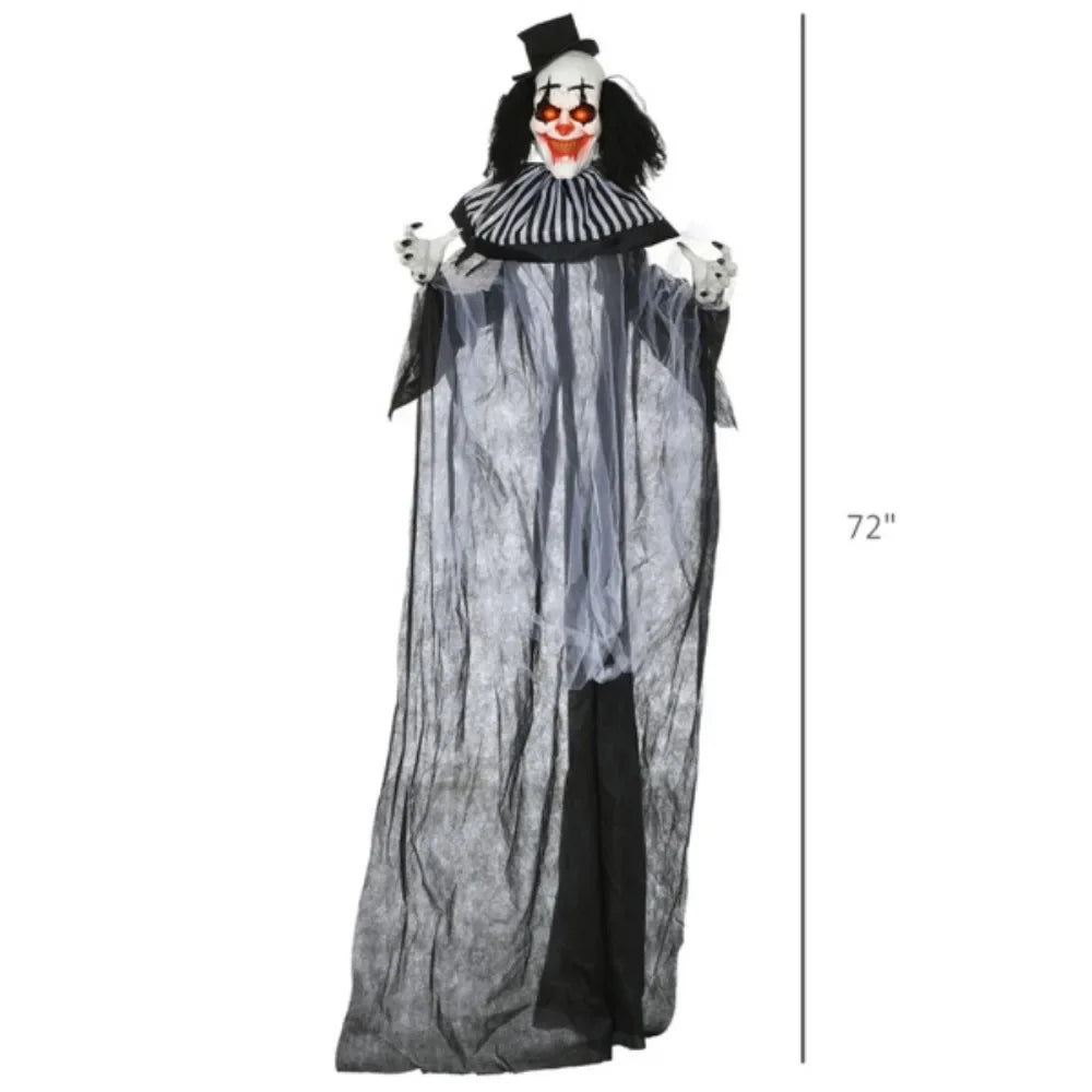 Halloween Decoration Classic Black and White Striped Clown with Bendable Arms