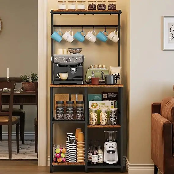 Kitchen Buffets Sideboards 23.6 Inch Length With 6 Tiers Zoned Storage Design Coffee Bar Station Microwave Stand Kitchen Rack Ba