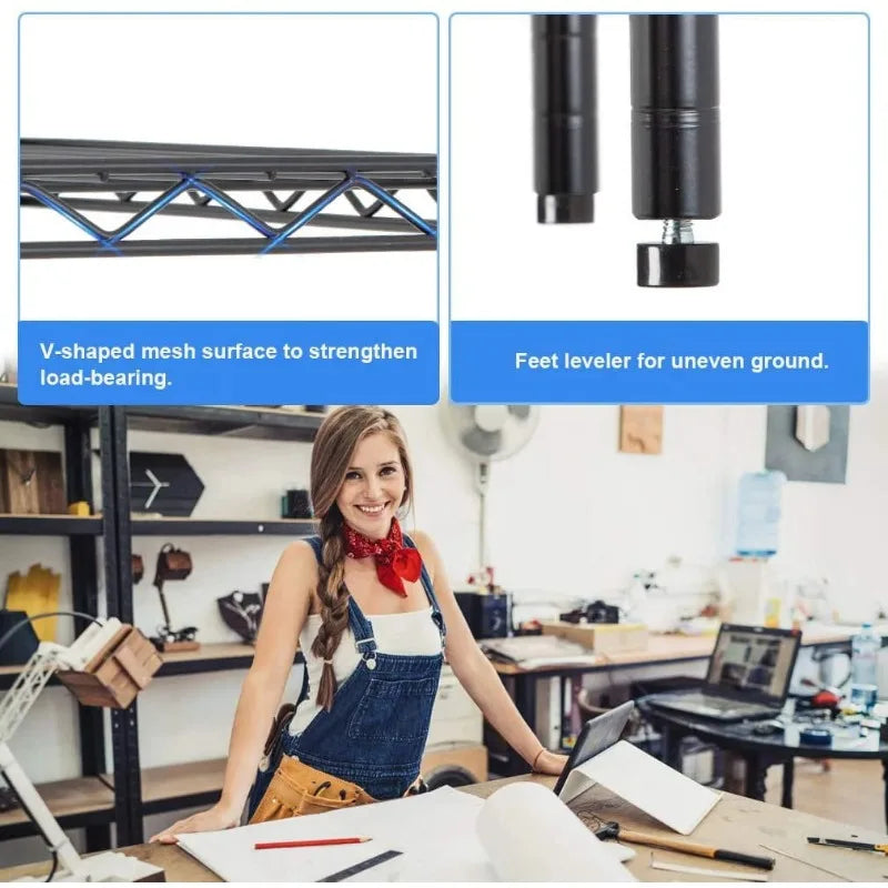 BestOffice 5 Tier Wire Shelving Unit 1250 Pound Capacity Black