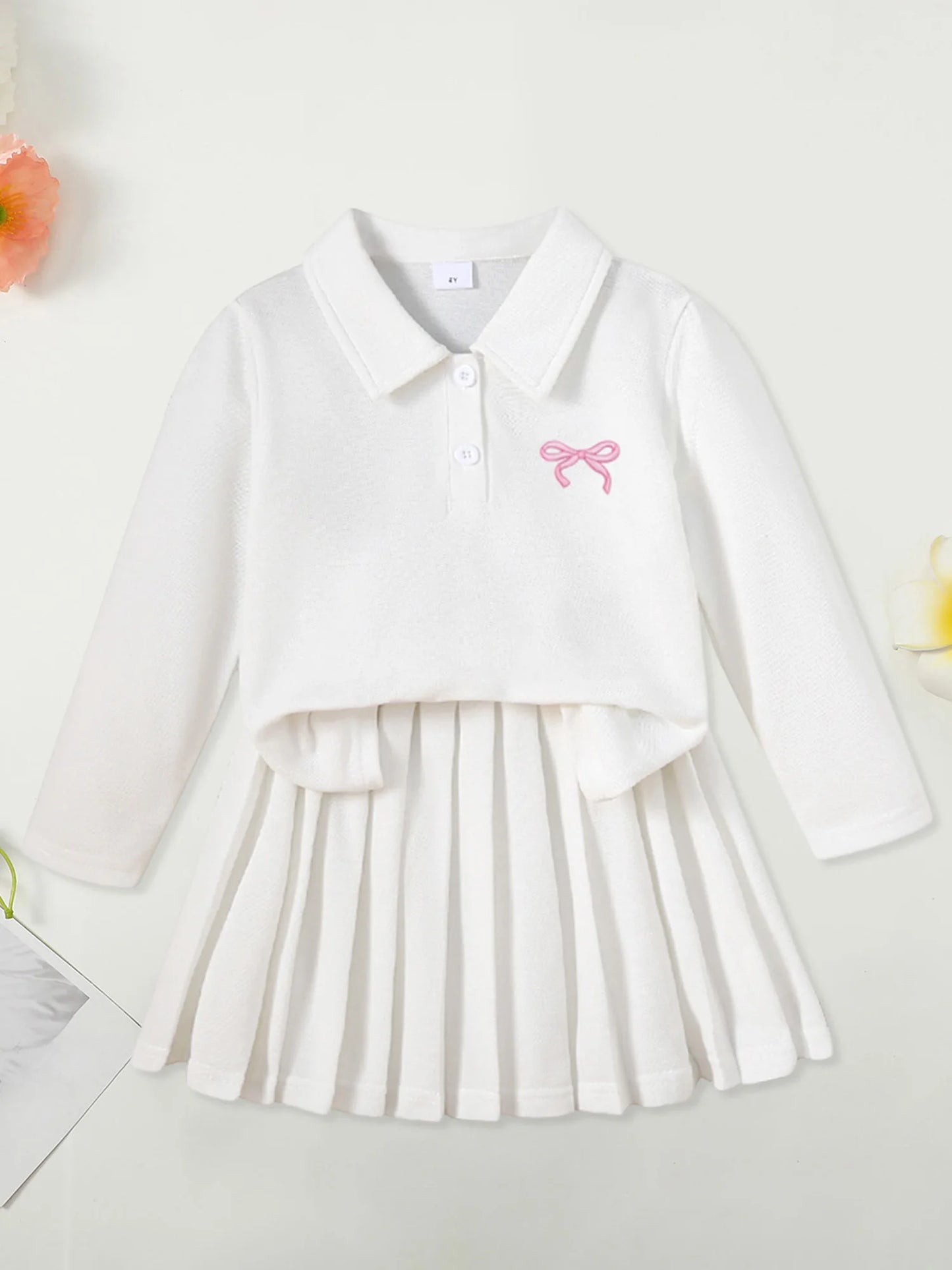 Cute Baby Girl Autumn Ensemble Floral Print Ruffle Sleeve Top with Corduroy Overall Dress 2-Piece Set