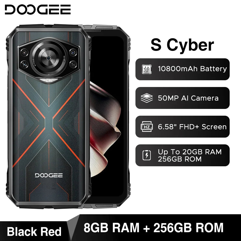 World Premiere DOOGEE S Cyber Rugged Phone 6.58" 90Hz IPS Screen 10800mAh Large Battery 8GB+256GB 50MP AI Main Camera Android 14