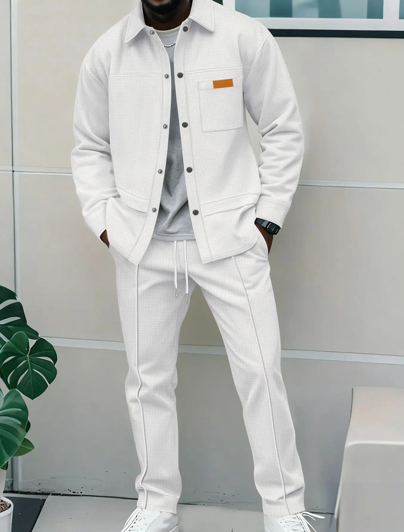 Luxury Men's Casual Flight Jacket Autumn Winter Trendy Two-Piece Set High-End Feelings Cotton Blend Polyester Fiber Long Sleeve