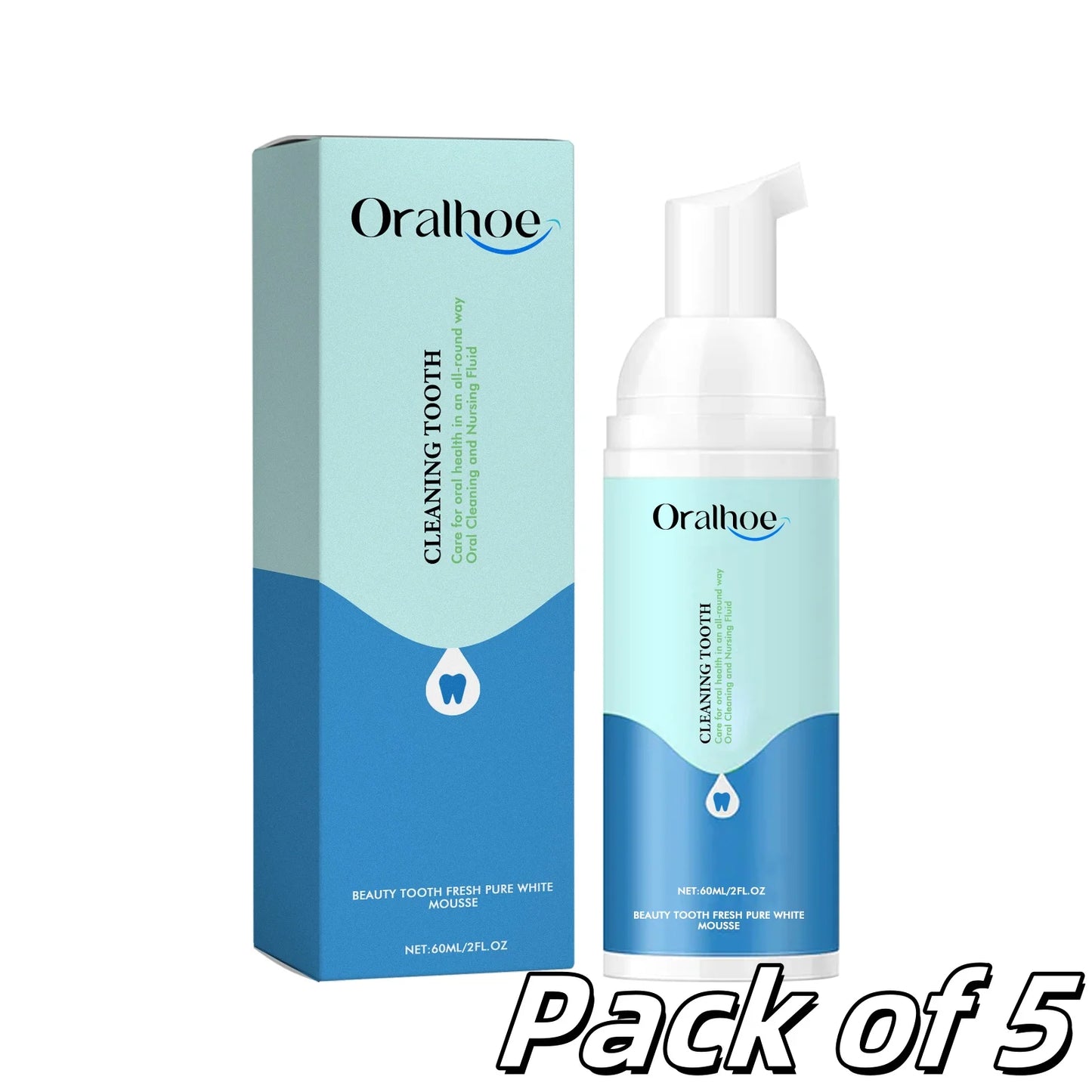 5 Pieces Tooth Brightening Mousse Toothpaste Fresh Breath Yellow Spot Removal Deep Cleaning Oral Hygiene Foam