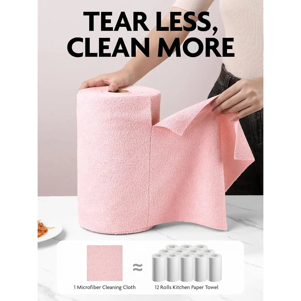 Microfiber Cleaning Cloth Roll 75 Pack Reusable Washable Tear Away Towels Ultra Absorbent Scratch Free Lint Free Dish Cleaning