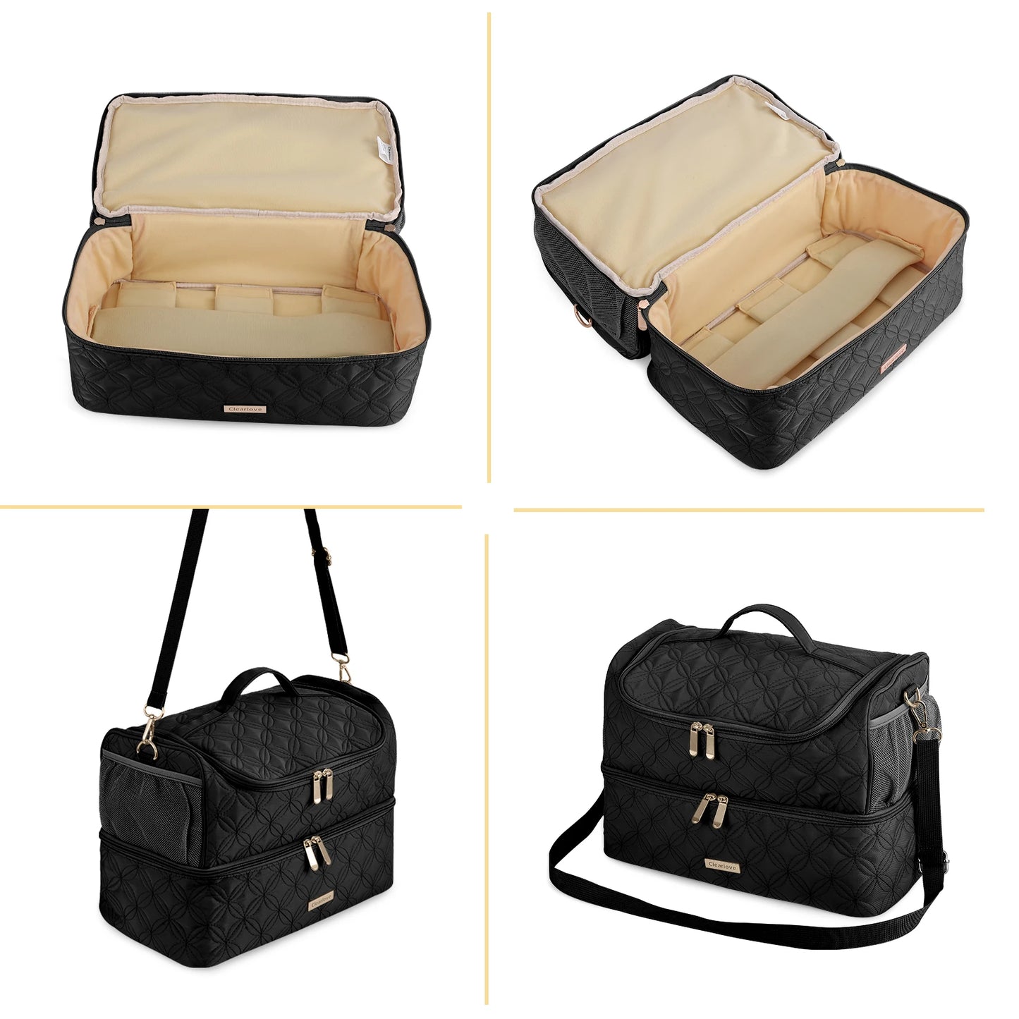 Twill Cotton Double Layer Wind Tube Makeup Bag Water Resistant Travel Storage Bag