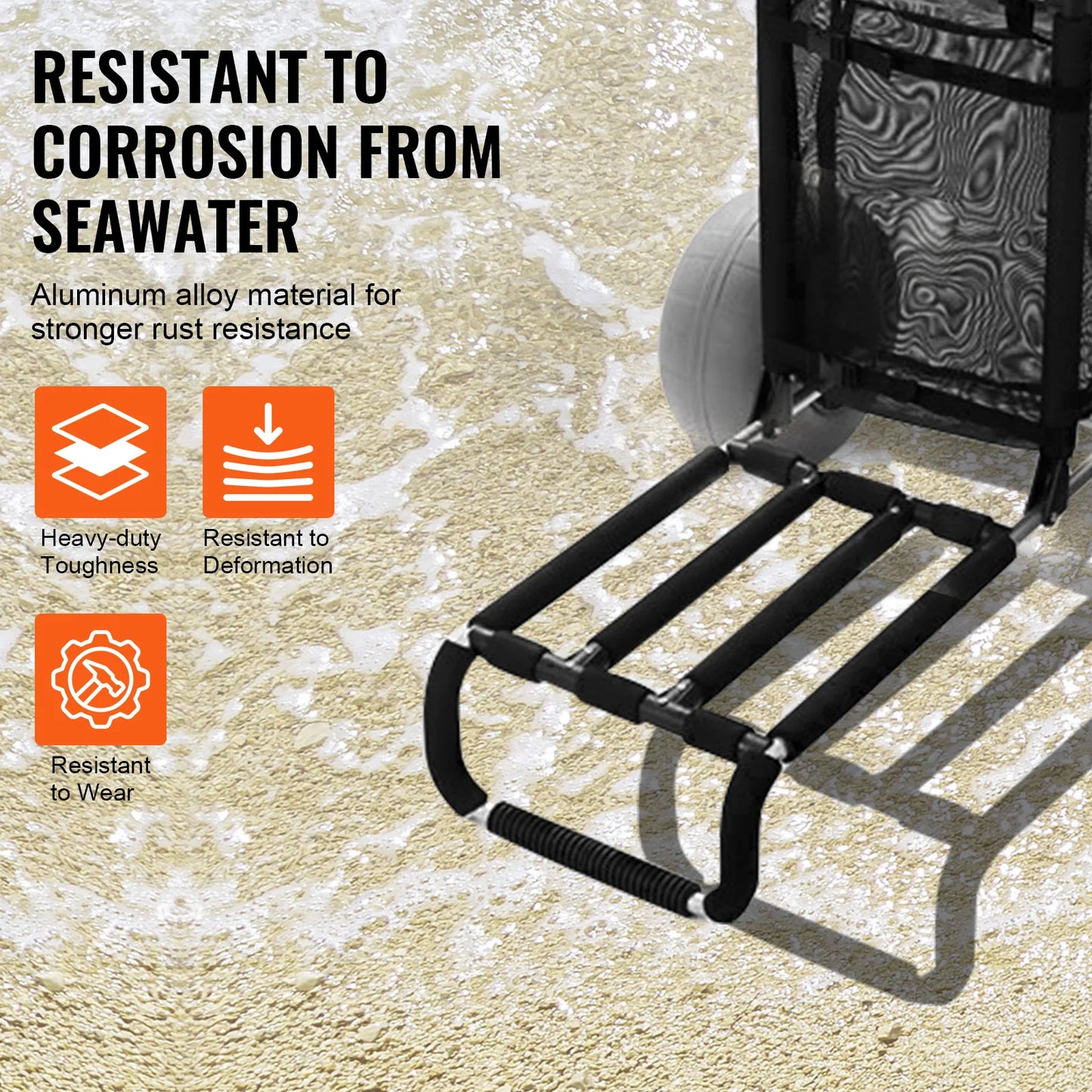 SucceBuy Beach Dolly with Big Wheels for Sand 29.9 x 15.4 Inch Cargo Deck Folding Sand Cart