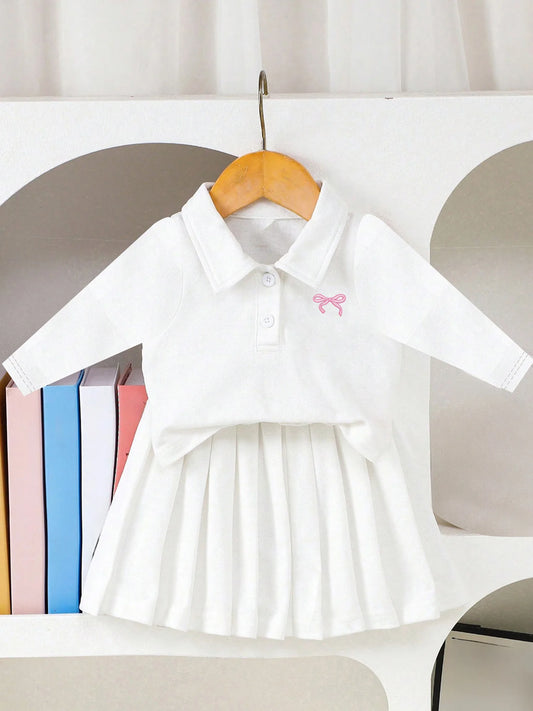 Cute Baby Girl Autumn Ensemble Floral Print Ruffle Sleeve Top with Corduroy Overall Dress 2-Piece Set