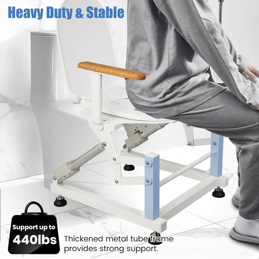 Electric Sit to Stand Toilet Lift Chair for Elderly and Disabled with Wood Armrests Support 440lbs