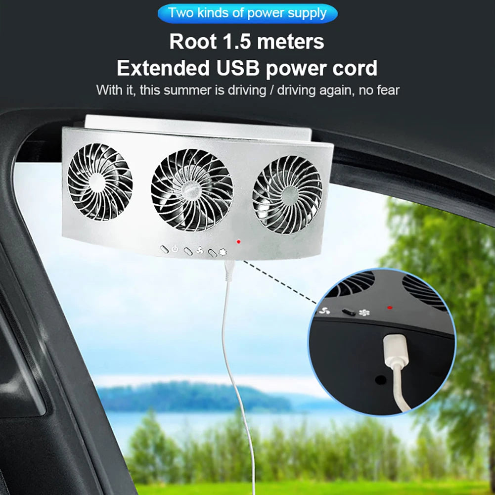 Auto Interior Radiator Three Head Car Cooling Fan USB Powered 5V Ventilation Fan 4000RPM Mini Auto Ventilator Summer Car Supplies