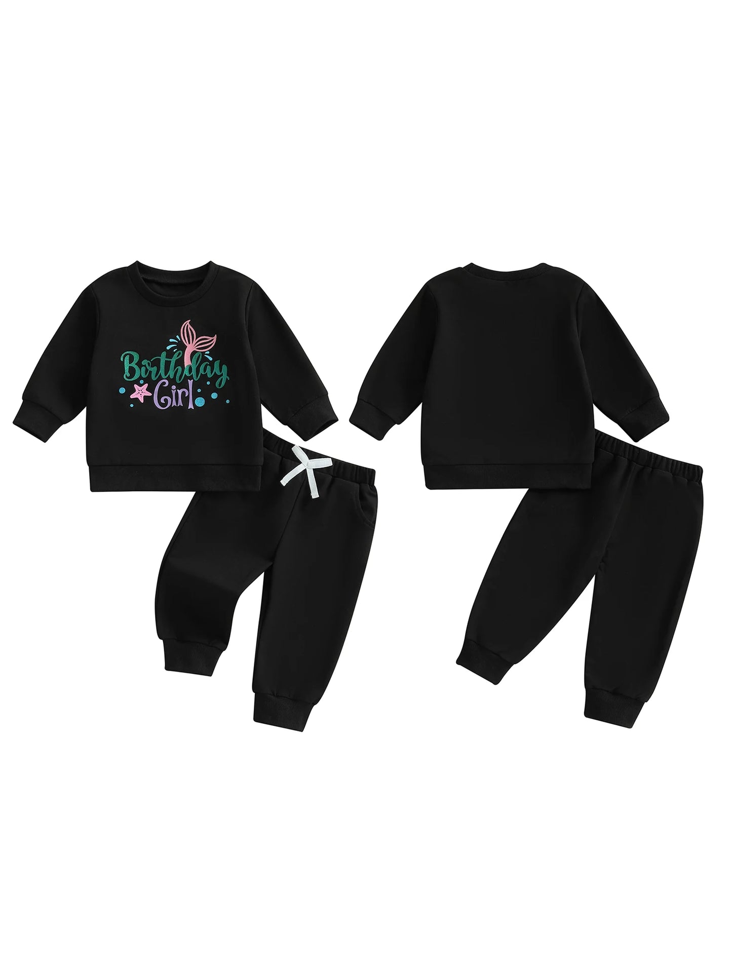 Stylish Toddler Girls 2Pcs Outfit Adorable Long Sleeve Top with Letter Pattern and Matching Solid Color Pants Perfect for