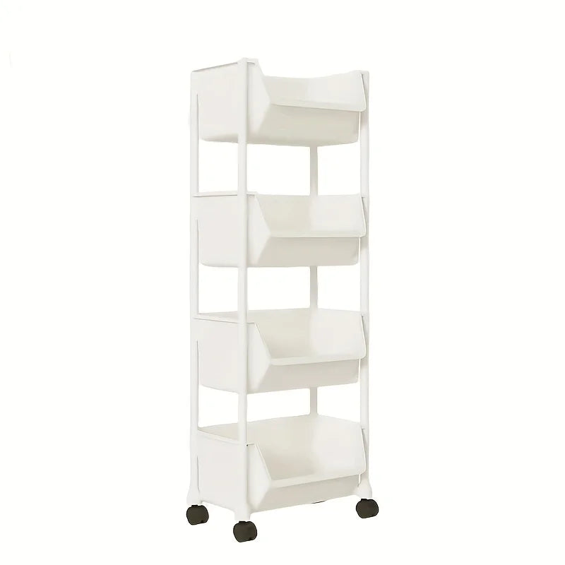 Vertical Multi Layer Storage Rack Trolley with Wheels for Kitchen Bathroom and Dormitory