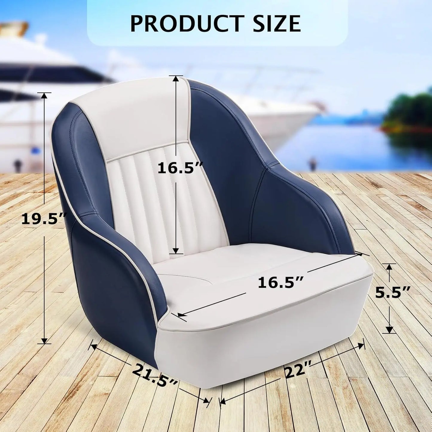 Heavy-Duty Captain Bucket Boat Seat with Thick Padding - Comfortable UV-Resistant Boat Seat for Fishing Canoeing Sightseeing