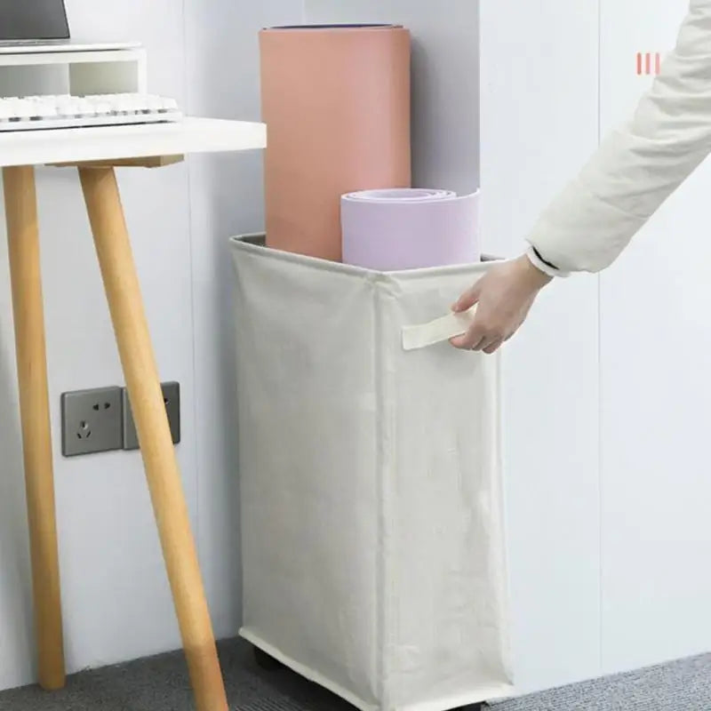 Collapsible Laundry Baskets Large Slim Folding Hamper Freestanding Narrow Corner Bin With Handle Home Storage Basket Accessories