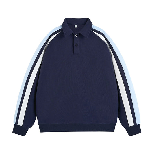 Sweatshirts Patchwork Women Preppy Style Basic Sweatshirt Long Sleeve Turn-Down Collar Harajuku Fashion Casual Pullover Tops