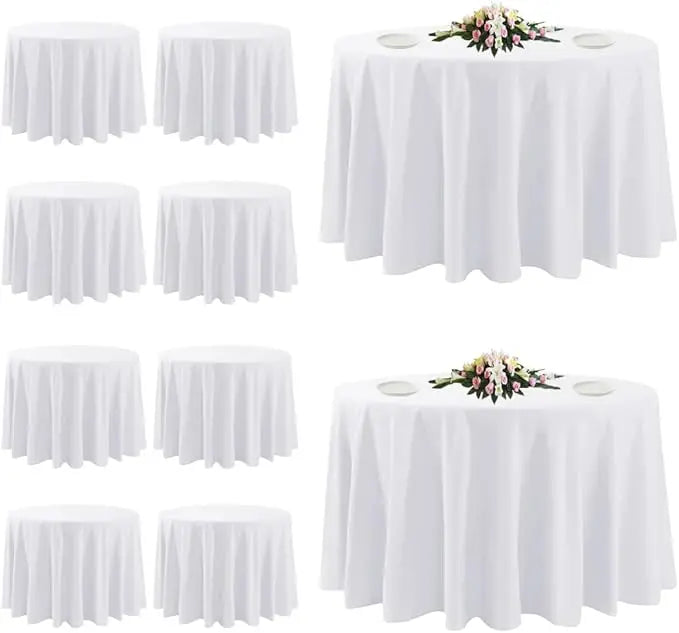 10 Pack Black Round Tablecloths 120 Inch Stain Resistant and Wrinkle Free Polyester Fabric Washable Table Covers for Kitchen Dining Wedding Reception Banquet Birthday Party Buffet Restaurant