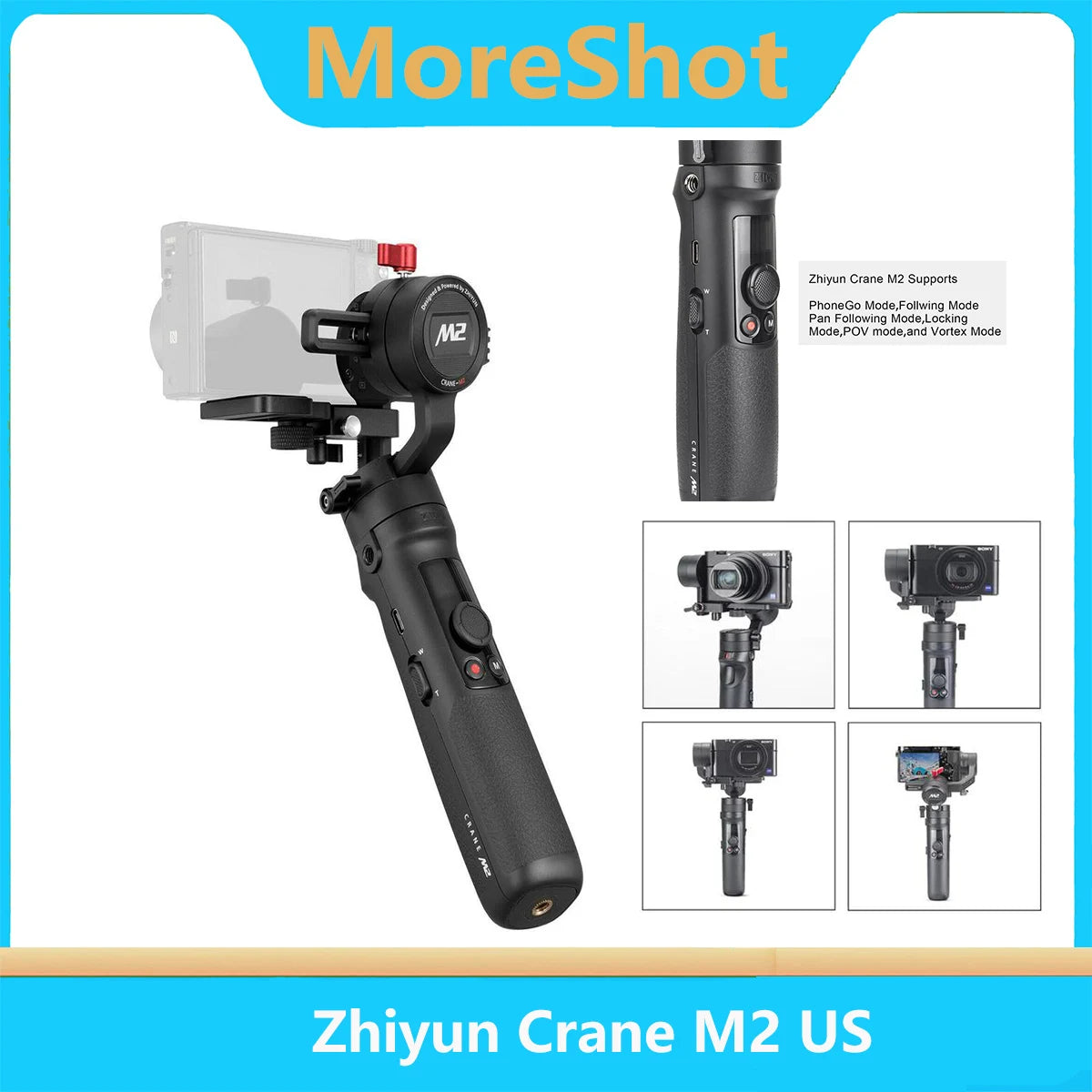 Zhiyun Crane M2 3 Axis Handheld Gimbal Stabilizer for Mirrorless Cameras Smartphones and Action Cams
