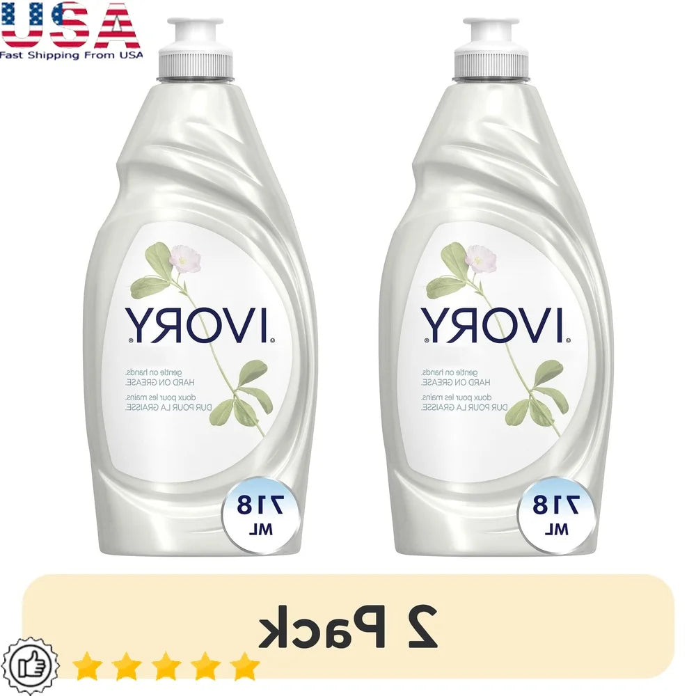 2 Pack Ultra Concentrated Liquid Dish Soap Biodegradable Tough Grease Cleaner Classic Fresh Scent 24 Fl Oz Bottle