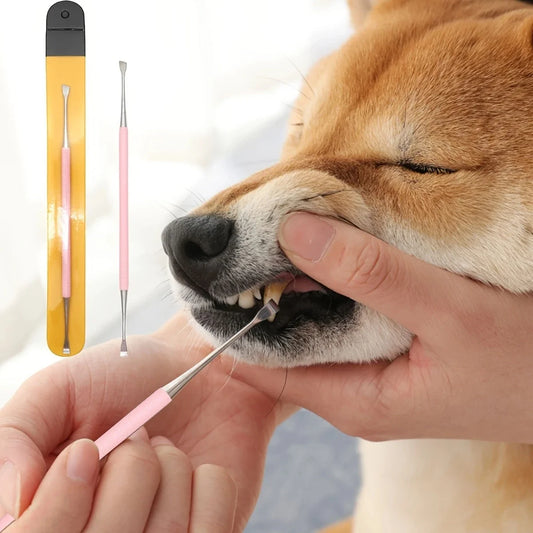 1pc Pet Dog Tooth Cleaner Stainless Steel Tartar Remover Scraper Kit Oral Cleaning Tool Double Headed Tartar Accessory