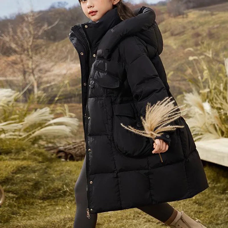 Winter Girl's Thickness White Duck Down Jacket Girls Long Warm Puffer Coat Boys Waterproof Hooded Parkas Kids Snow Outerwear