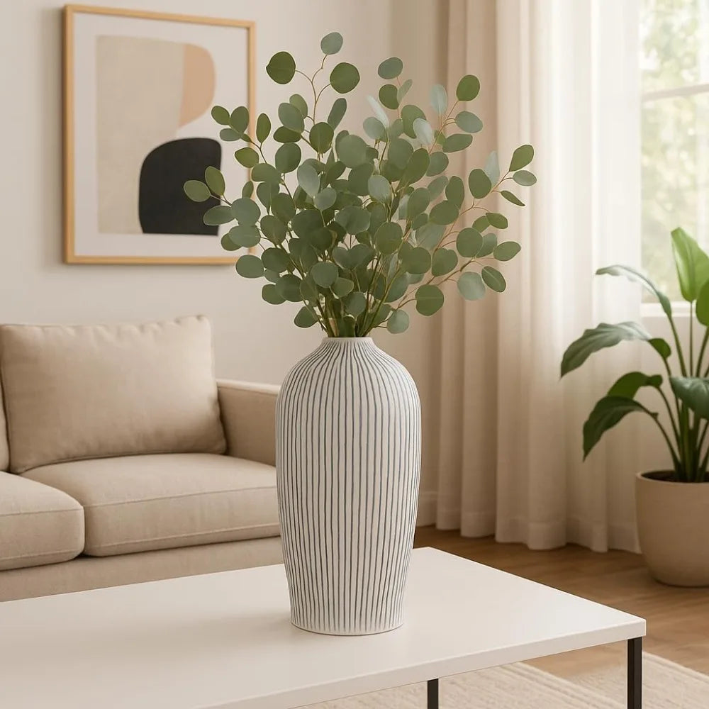Decorative Ceramic Vase for Living Room Decor - Flawless Style for Home, Room, and Table Decor Accent - Modern Flower Vase