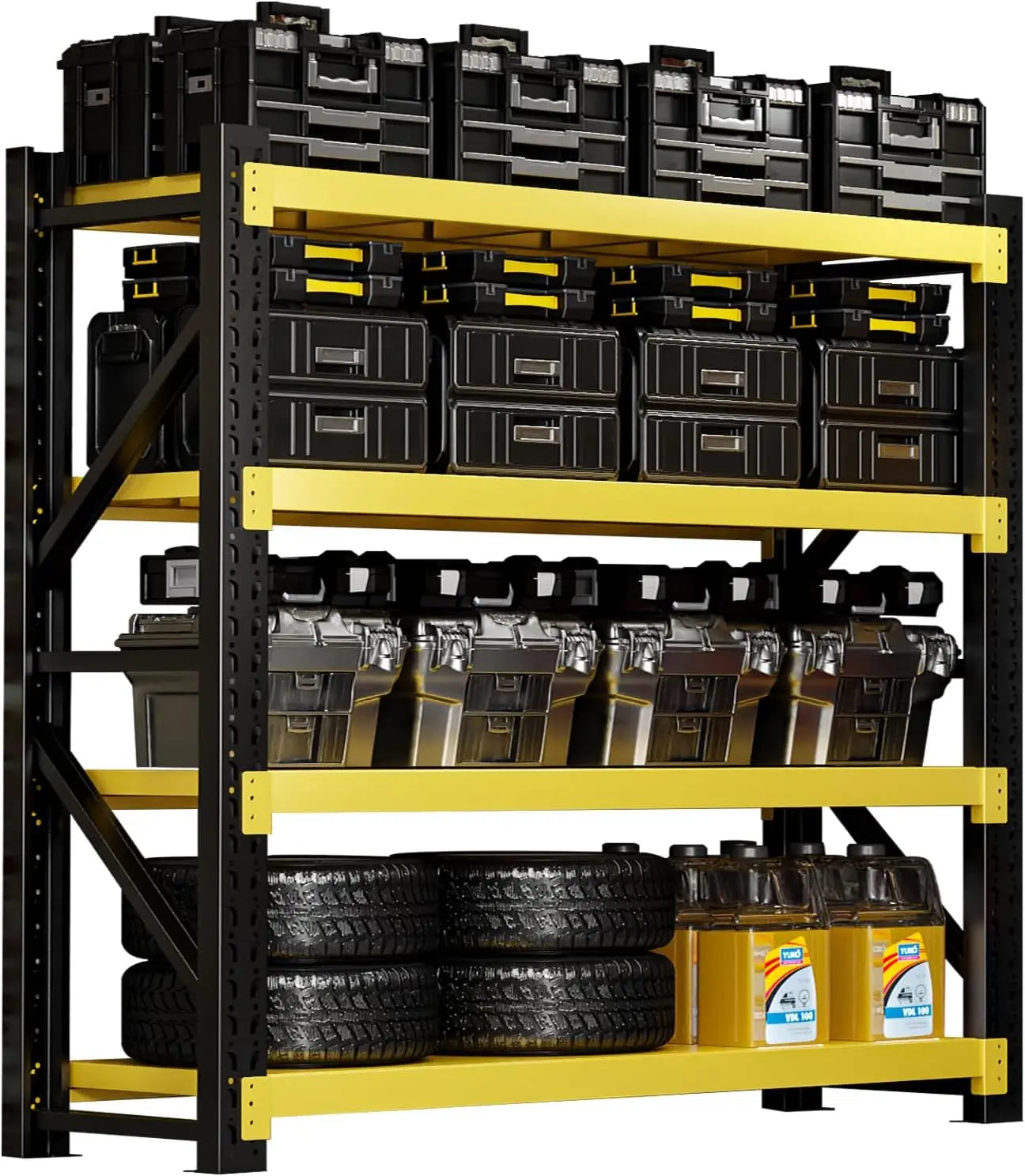 3000LBS Heavy-Duty Garage Shelving, 31.5" W Metal Shelves, 4-Tier Adjustable Garage Shelving Units, Storage Racks for Warehouse,