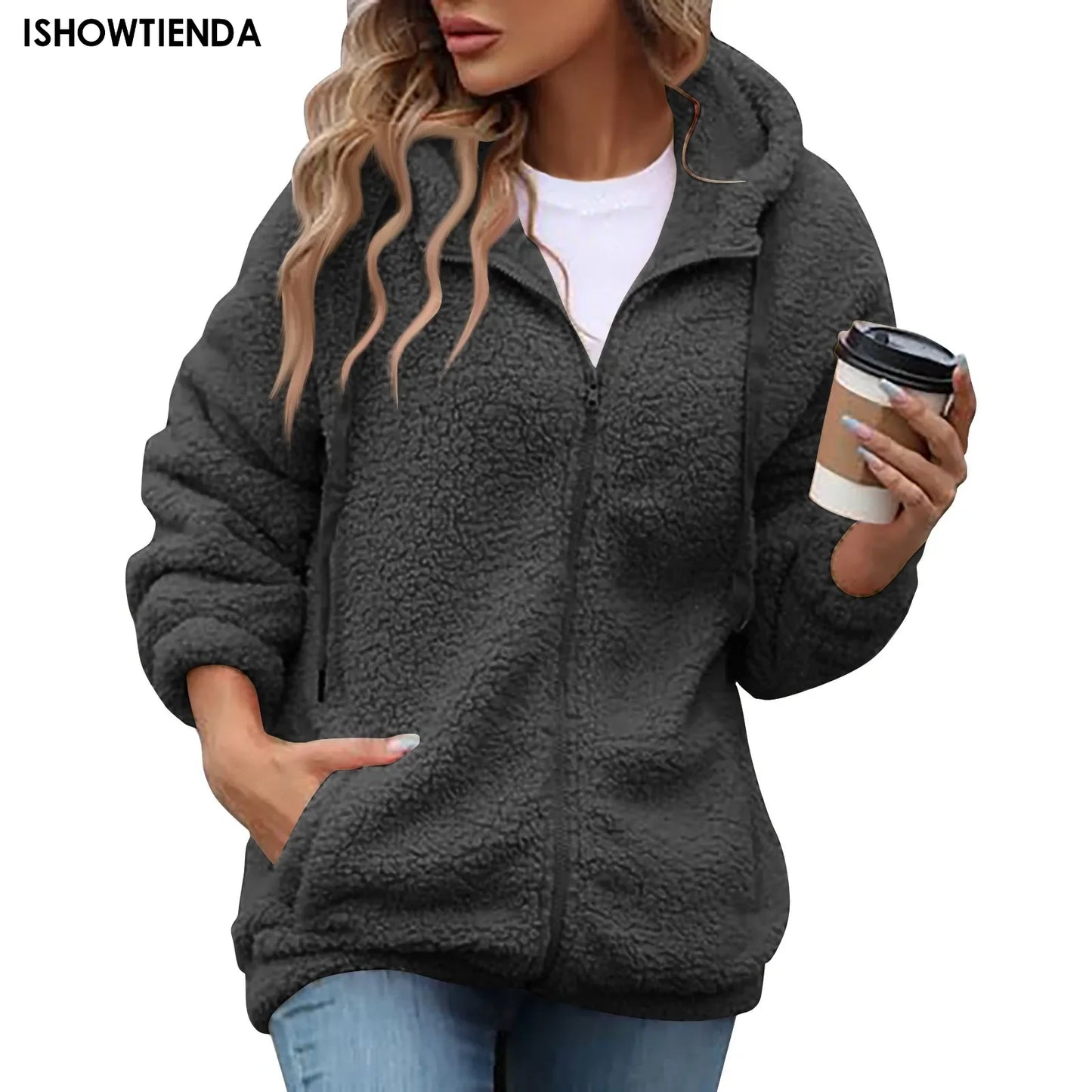 Women's Fleece Coat Winter Warm Thicken Jacket Wear Fleece Coats Fleece Jackets Warm Coat Fashion High Street Female Outerwear