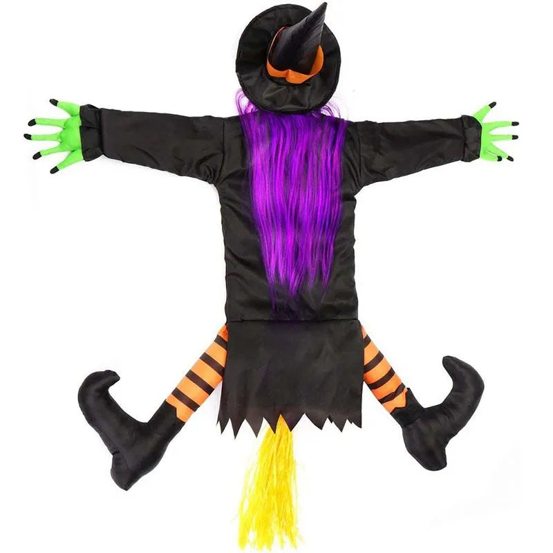Halloween Crashing Witch Into Tree Outdoor Decoration With Light Flying Witch Lawn Patio Garden Decor