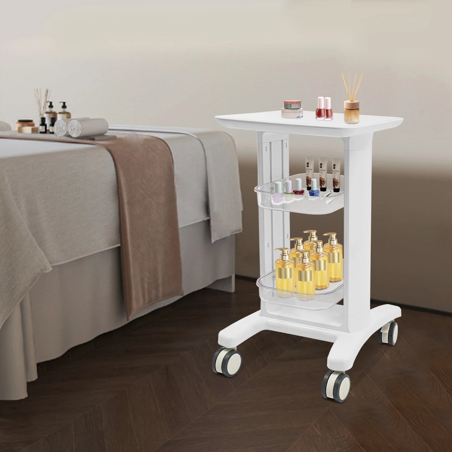 3 Tier Beauty Salon Trolley Portable Rolling Storage Cart for Barber Shops Nail Salons Hospitals Health Clubs Living Rooms