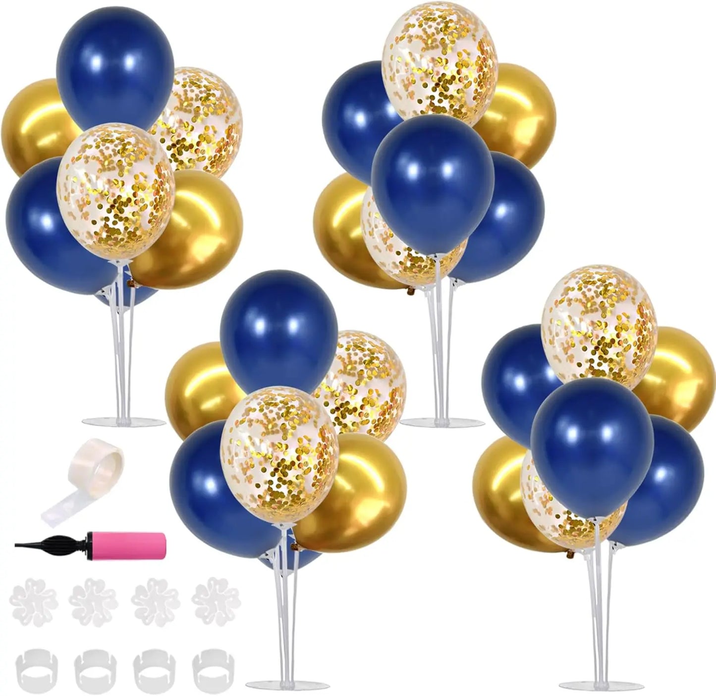 4 Set Black Gold Balloons Centerpieces for Table Balloon Stand Kit for Birthday Party Decor