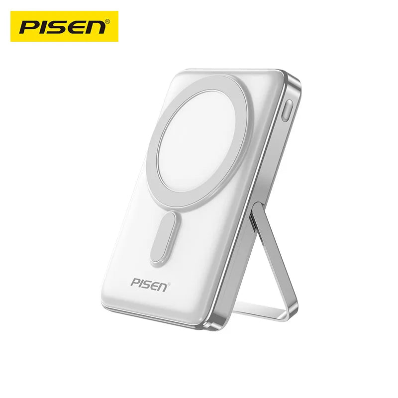 PISEN Magnetic Wireless Power Bank with Built in Stand MagSafe Compatible 30W USB C Fast Charging  for iPhone Samsung Huawei