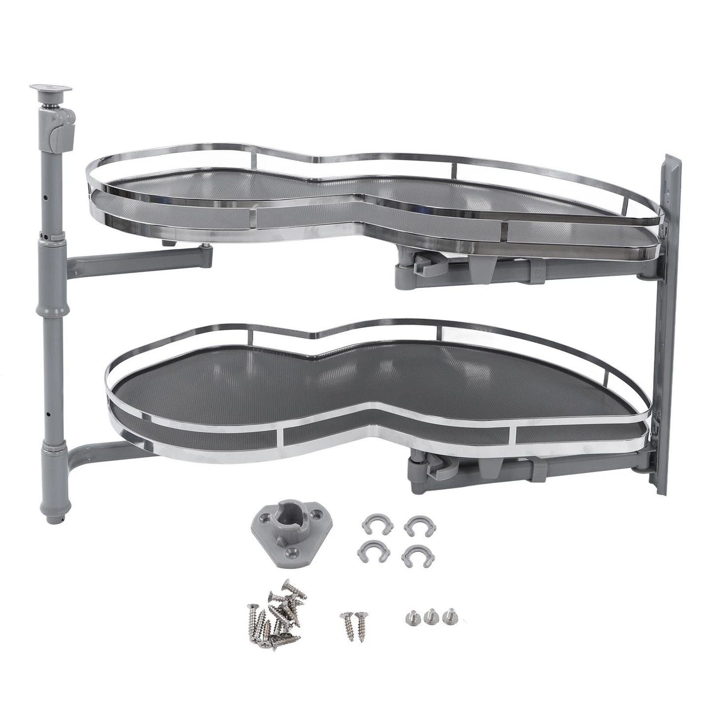 Blind Corner Cabinet Tray Pull Out Swing Tray Oil Resistant Corrosion Prevention 2 Tier Strong Load Bearing For Home