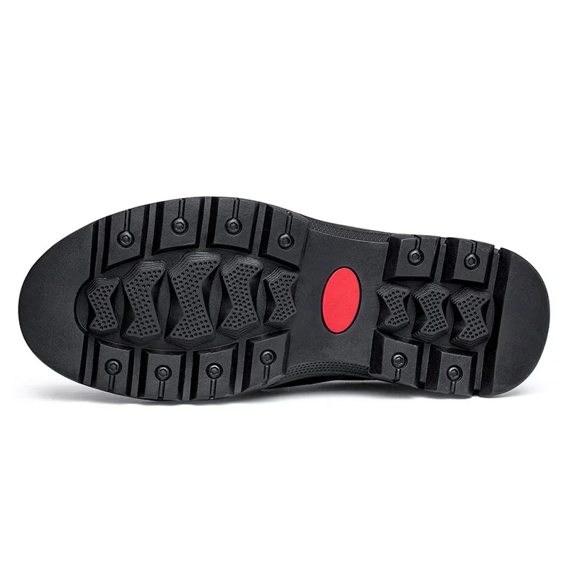 Men's Genuine Leather Slip-On Oxford Shoes Dress Loafers Business Casual Office Steel Plate Supporting Black/Brown Plus Big Size