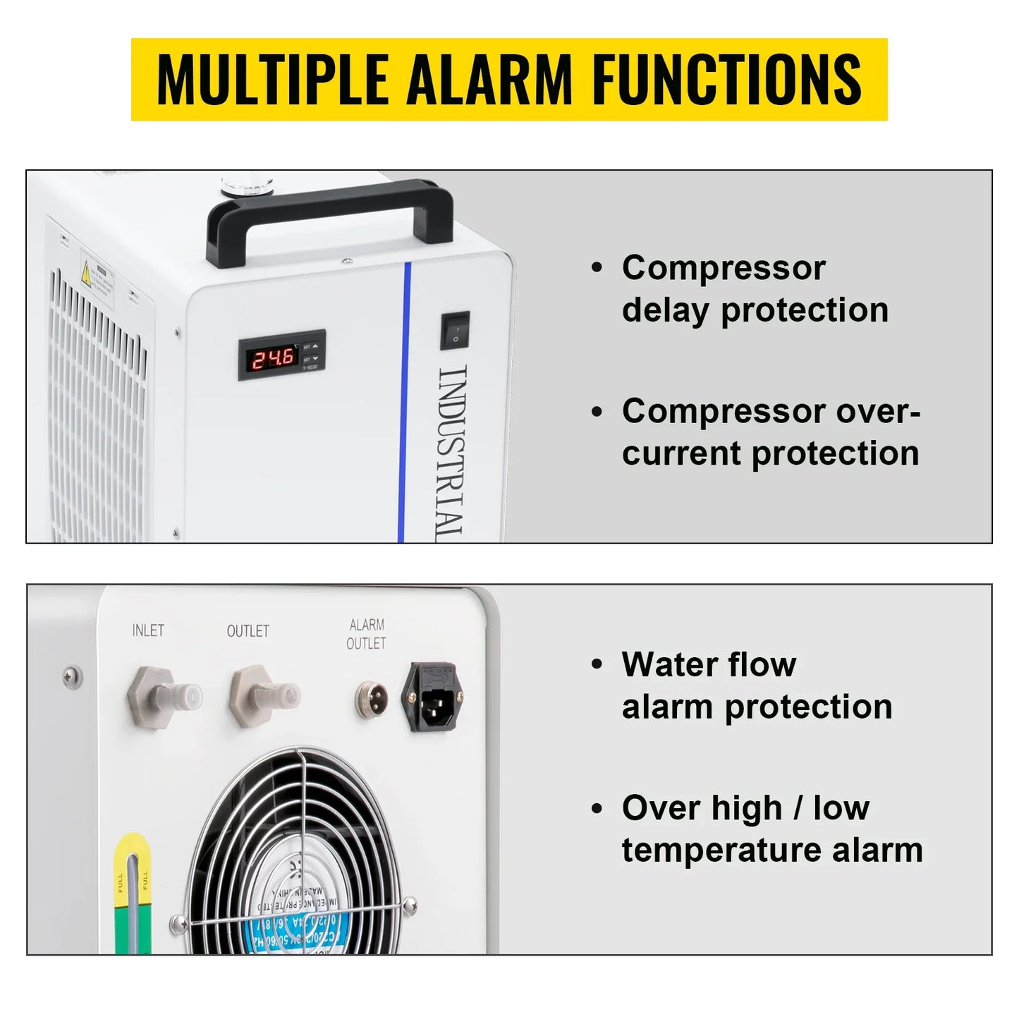 VEVOR Water Chiller CW3000 CW5000 CW5200 Water Chiller Cooling System w/6L Water Tank Capacity for CO2 Glass Laser Tube Cooler