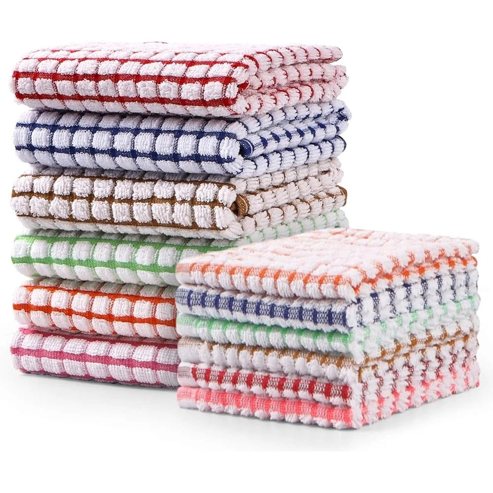 Cotton Kitchen Towels Dishcloths Set Bulk 16x25 Cooking Baking Cleaning Wash Rags Cloths Daily Use