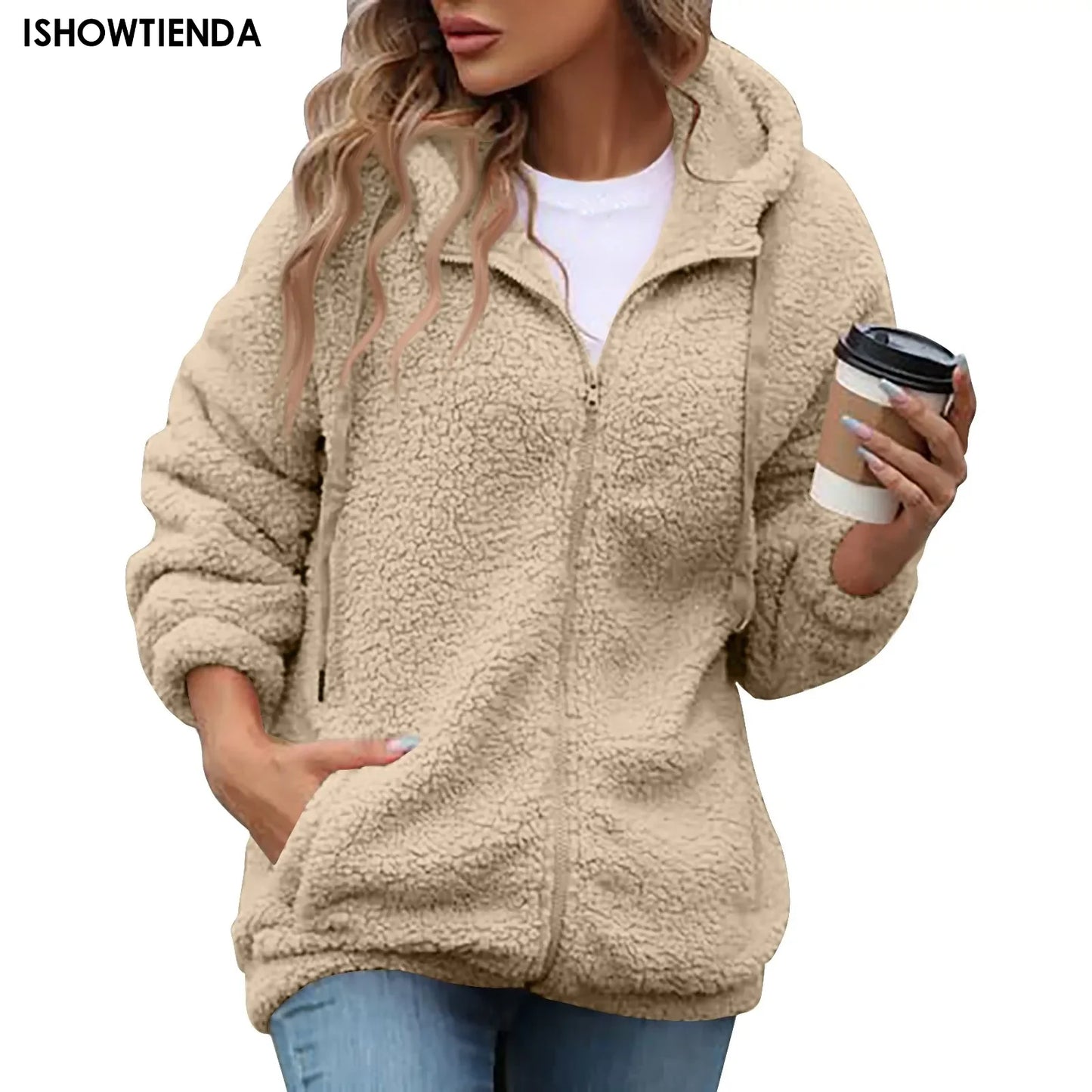 Women's Fleece Coat Winter Warm Thicken Jacket Wear Fleece Coats Fleece Jackets Warm Coat Fashion High Street Female Outerwear