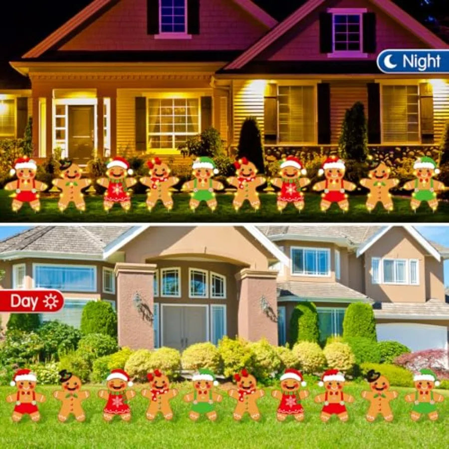 10 Pcs Christmas Yard Signs Decor with LED Lights for Outdoor Garden Lawn Pathway Decoration During Holiday Season Featuring Fe