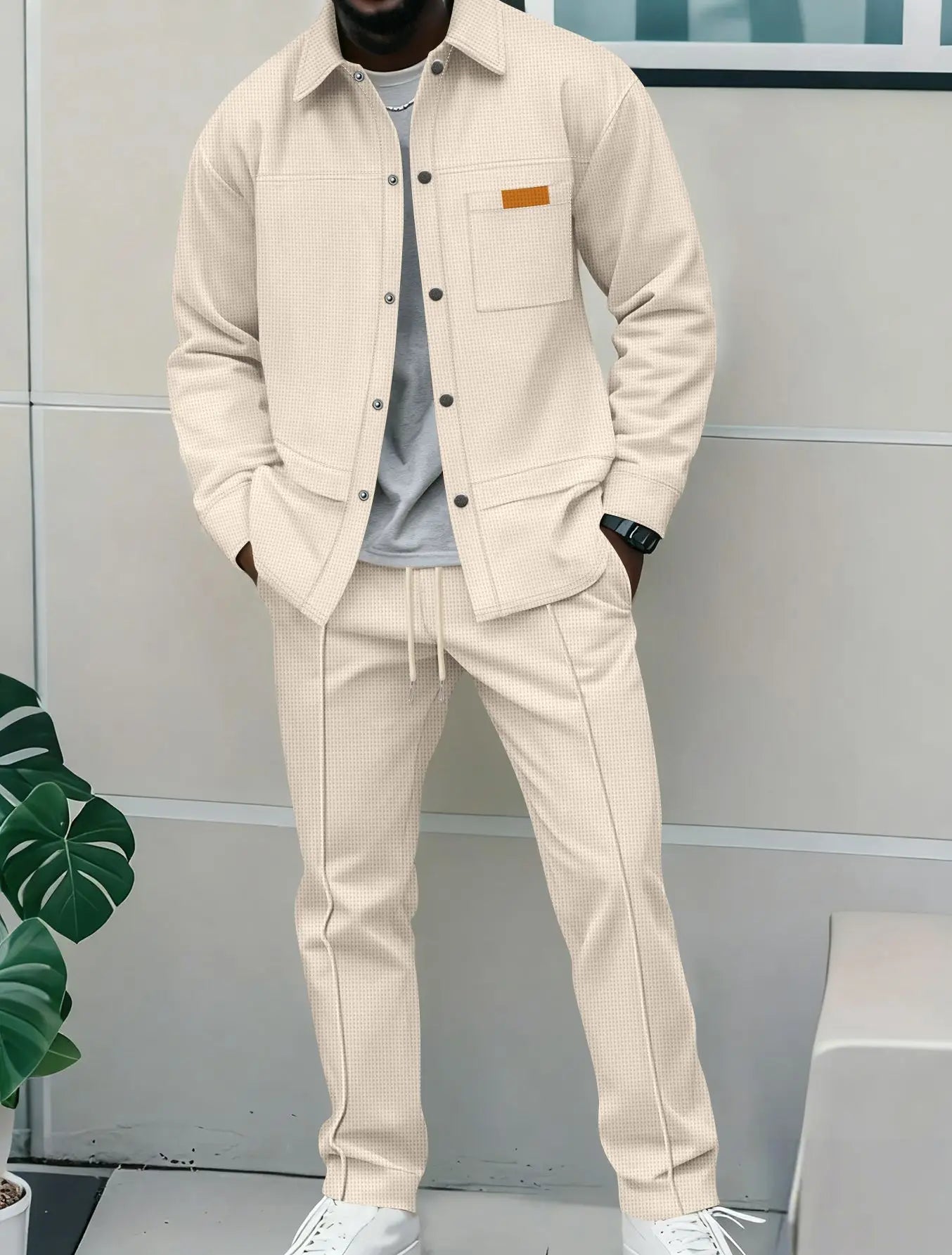 Luxury Men's Casual Flight Jacket Autumn Winter Trendy Two-Piece Set High-End Feelings Cotton Blend Polyester Fiber Long Sleeve