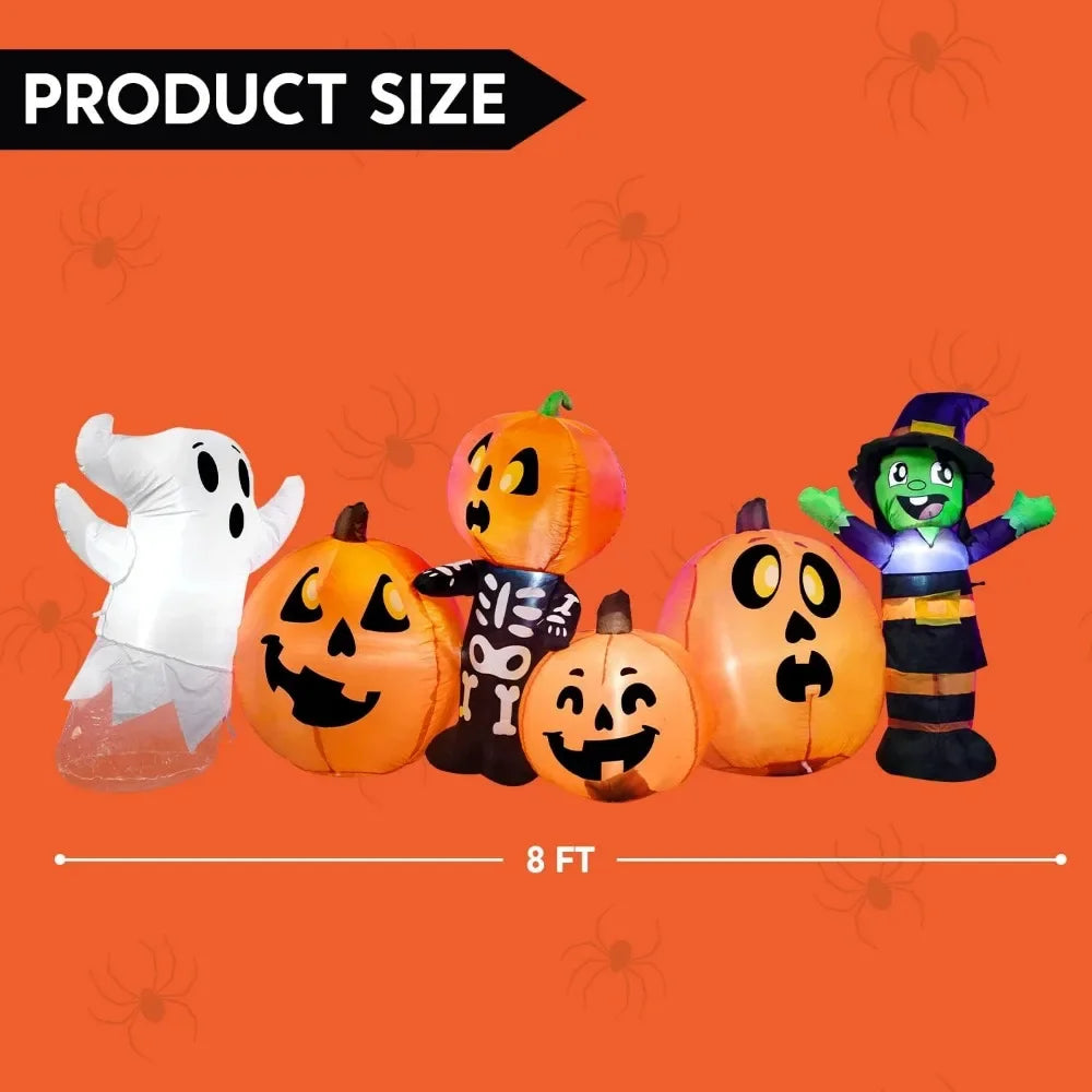 8 Feet Long Halloween Inflatables Outdoor Decorations Inflatable Pumpkin Patch For Yard