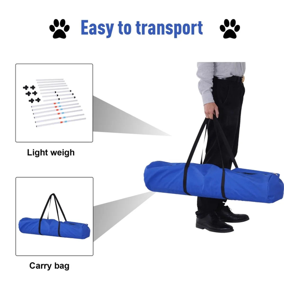 Dog Outdoor Exercise Training Set with 6 Poles and Storage Bag for Agility Training and Play