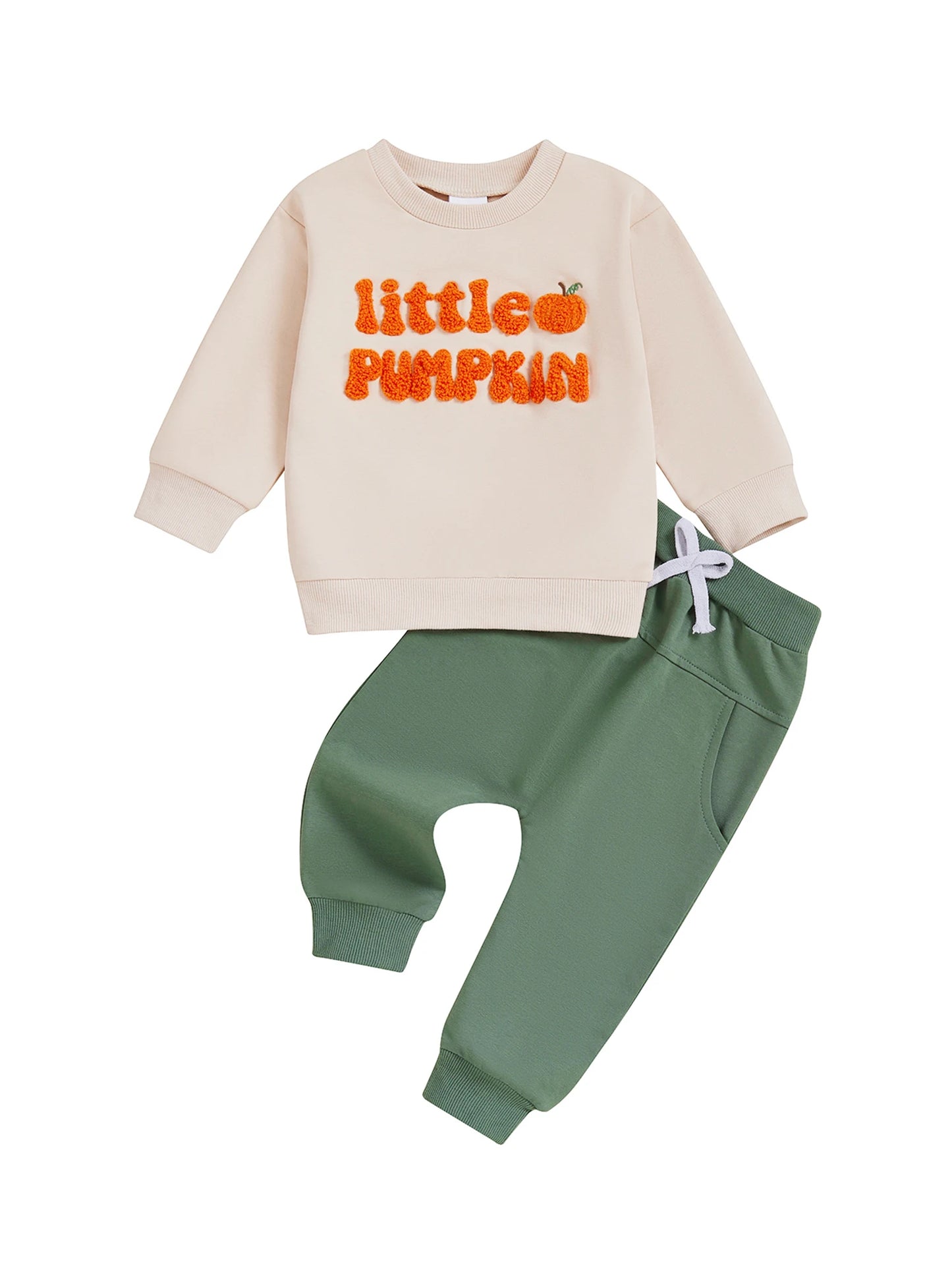 Infant Boy Autumn Apparel Cozy Hooded Sweater and Matching Pants Set with Embroidered Details for Playtime