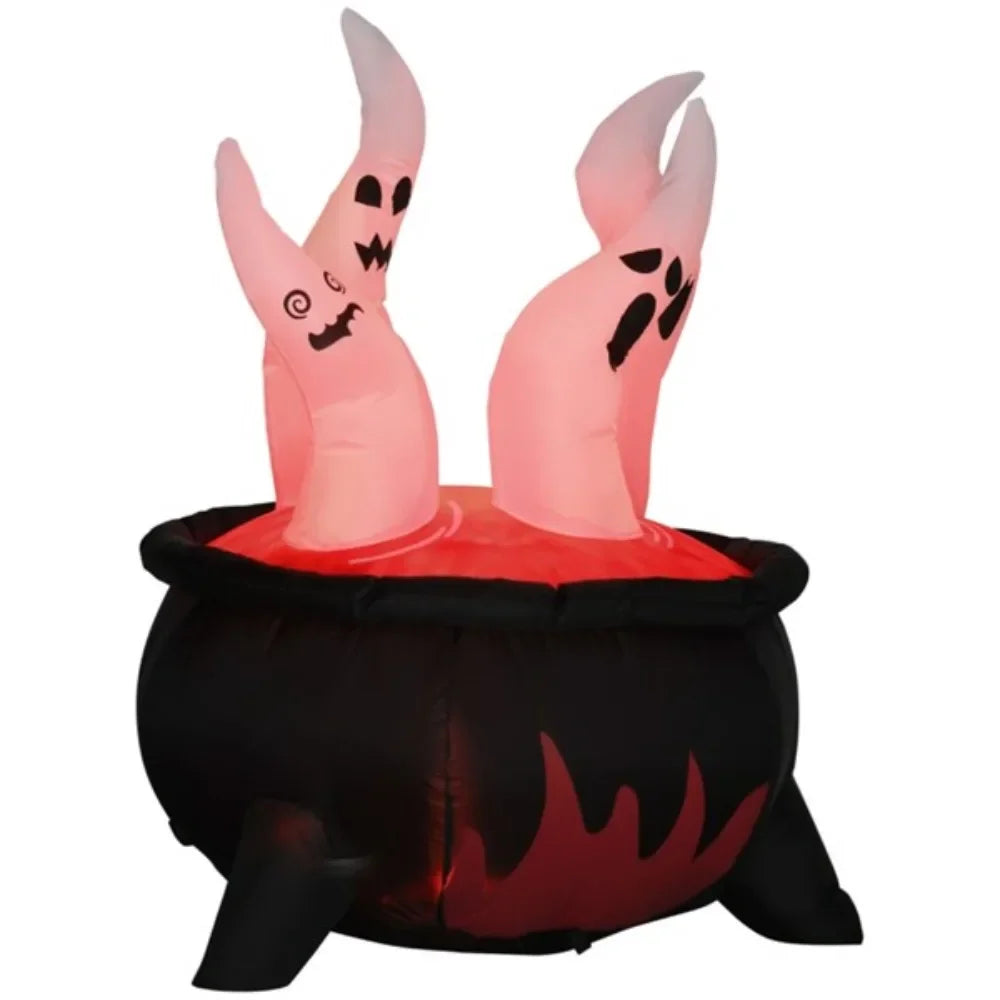 Halloween Decoration Horrible White Ghosts in Red Cauldron Inflatable
