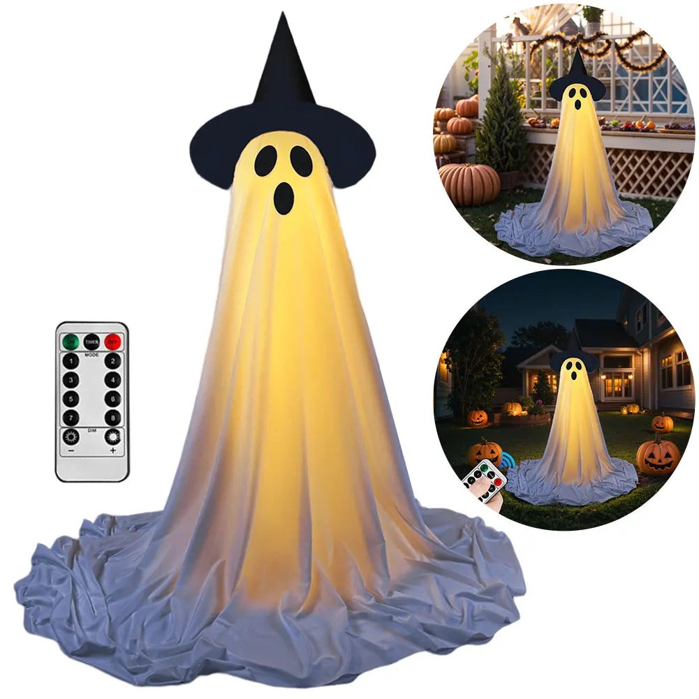 Lighted Spooky Ghost Decor Halloween Decorations Outdoor with String Lights for Home Porch Garden Yard Party