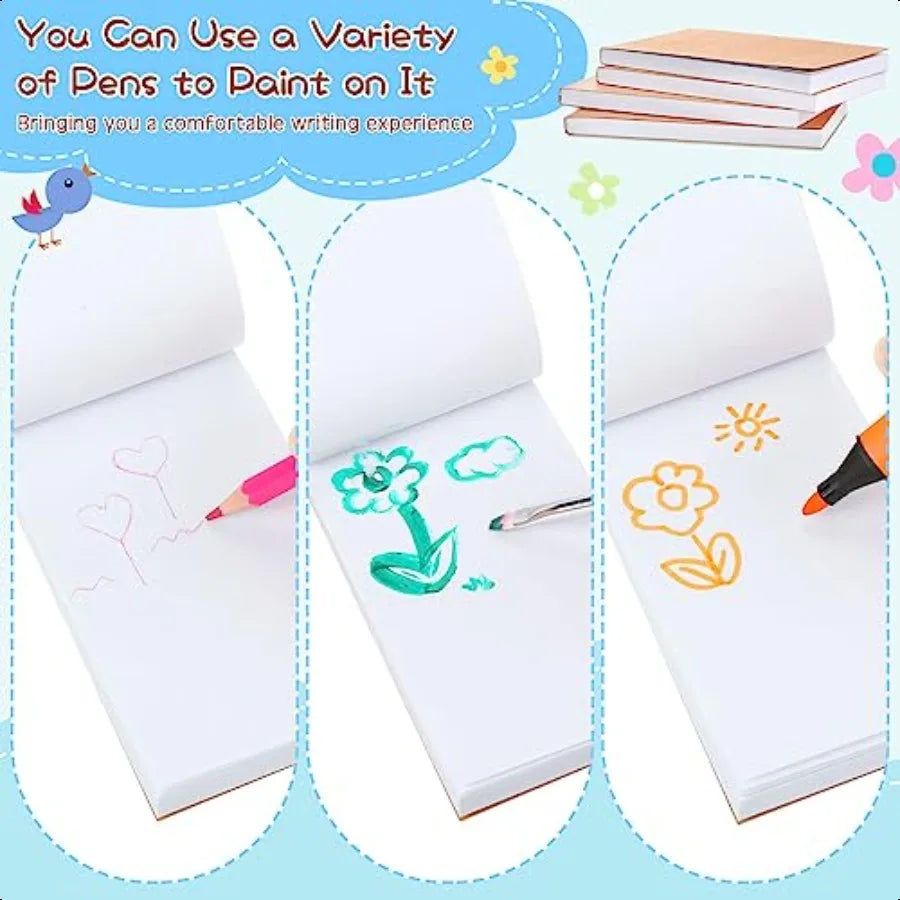 50 Pcs Blank Flip Books Bulk 4.5 x 2.5 Inch Flip Book Paper Animation Flipbook Mini Sketch Pad Kit for Students Drawing Sketchi