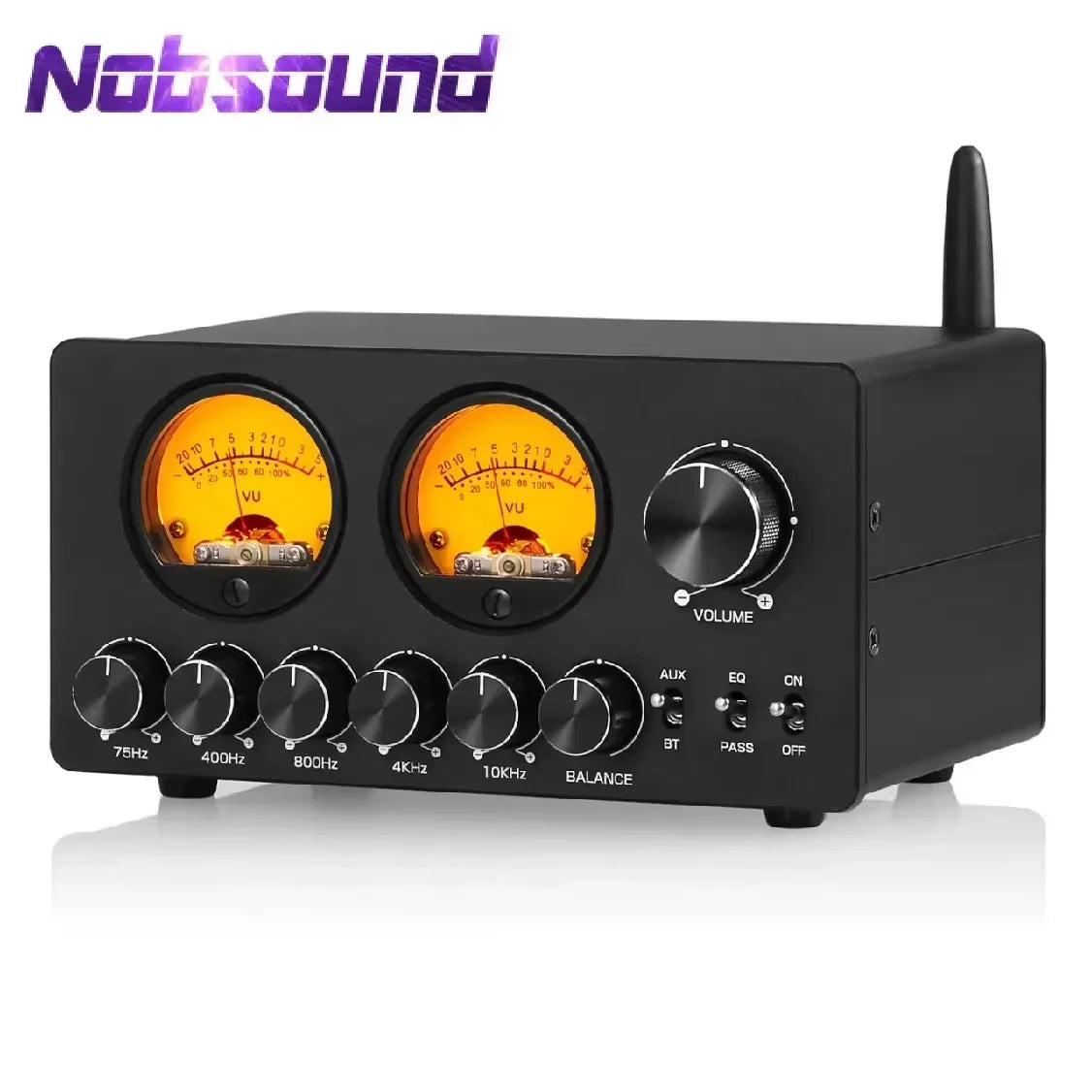 Nobsound EQ5 Pro Mini 5 Band EQ Preamp Stereo Bluetooth Equalizer Home Desk Audio Processor with VU Meter