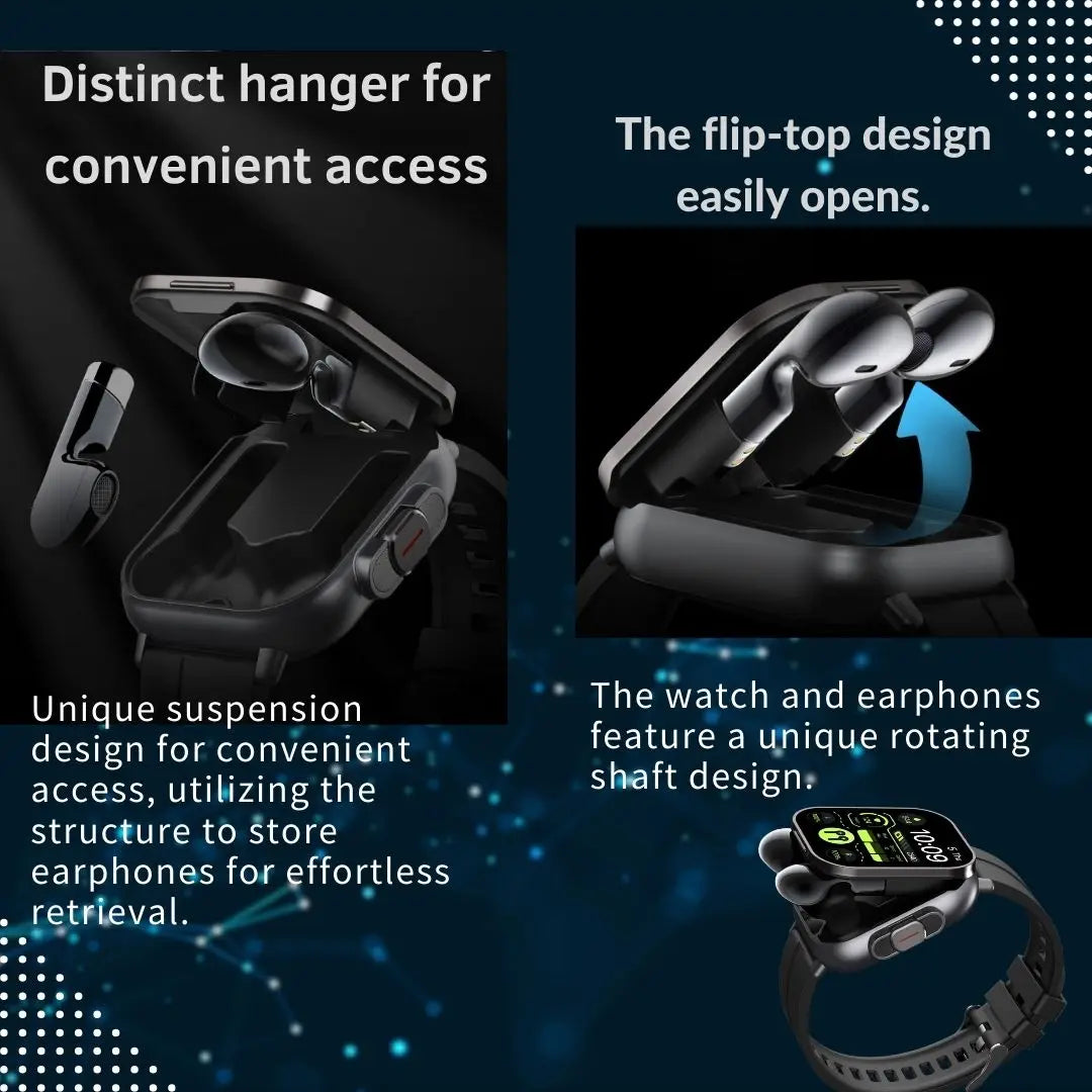 D8 2-In-1 Smartwatch And Earbuds NFC Music Control Sleep Monitor Fitness Tracker For iPhone And Android