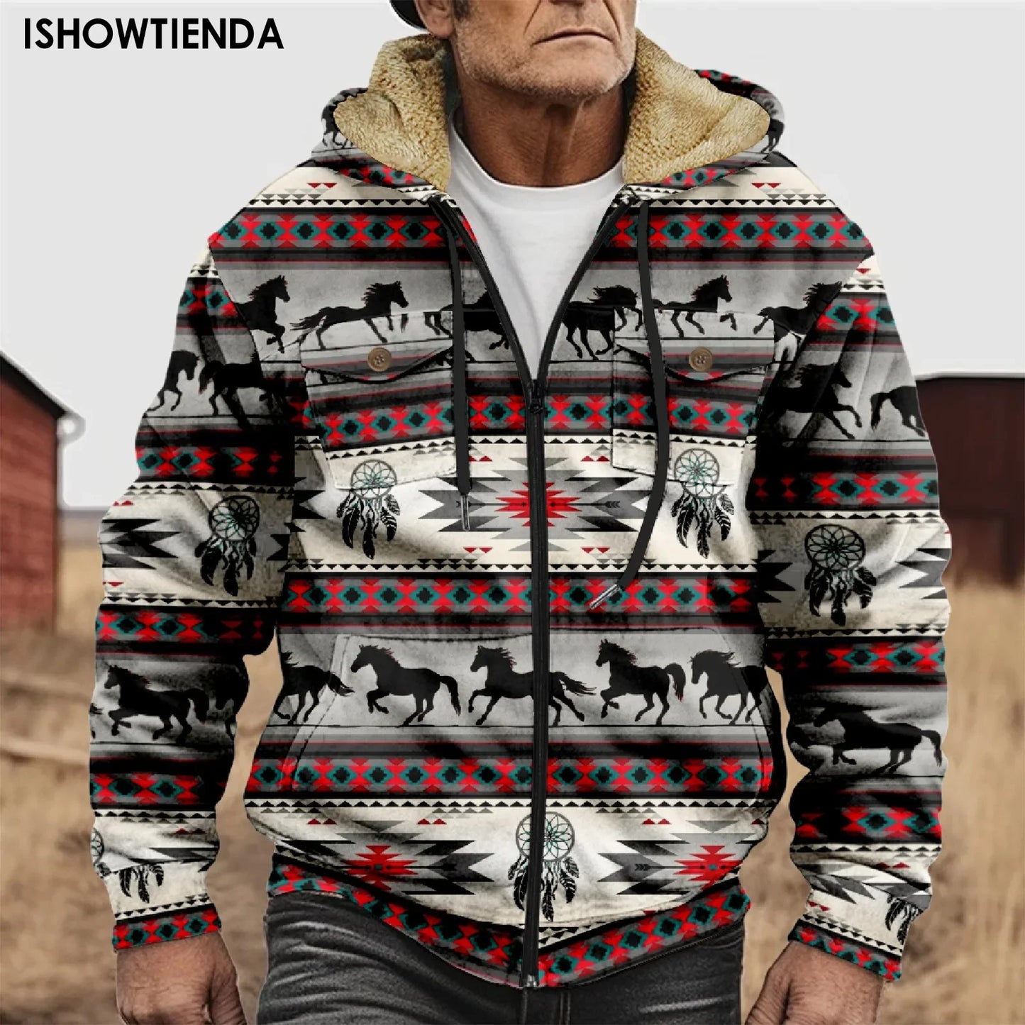 Winter Hooded Jacket Men Loose Thickened Double Pocket Jacket Warm Comfort Outdoor Multiple Colors Casual Clothes Jacket